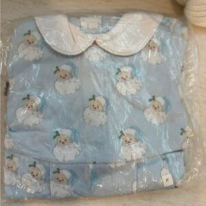 Blue Baby Bodysuit with Santa Print